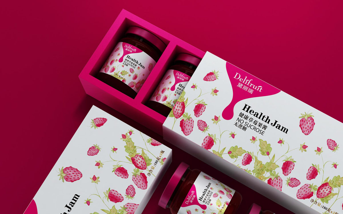 进口健康草莓果酱包装设计,无糖保健食品包装设计,保健品包装设计公司,上海包装设计公司