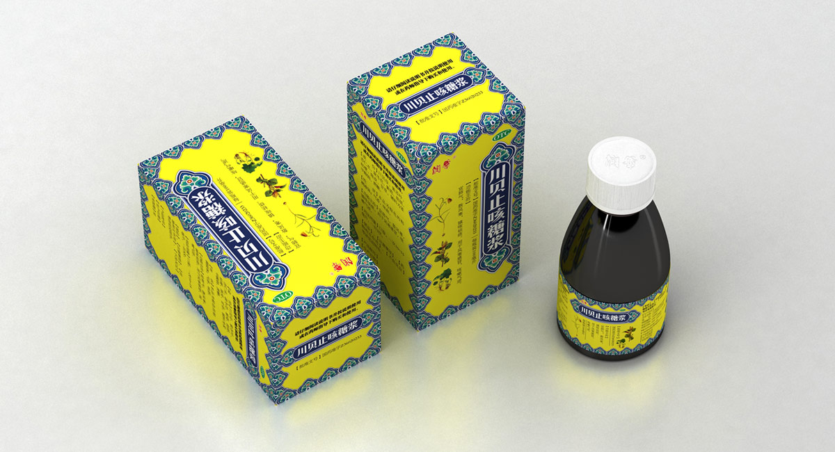 川贝止咳糖浆药品包装策划设计，上海中药饮片包装设计，上海药品包装设计公司，口服液包装盒设计，药品外包装设计公司
